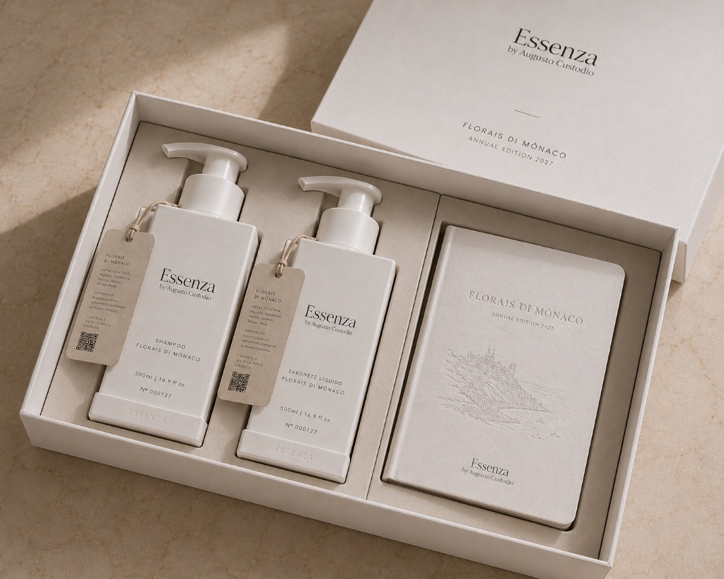 Annual Edition Box Florais di Mônaco com shampoo, sabonete e livro exclusivo